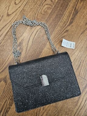 ALDO Black Glitter Chain Shoulder Bag NWT